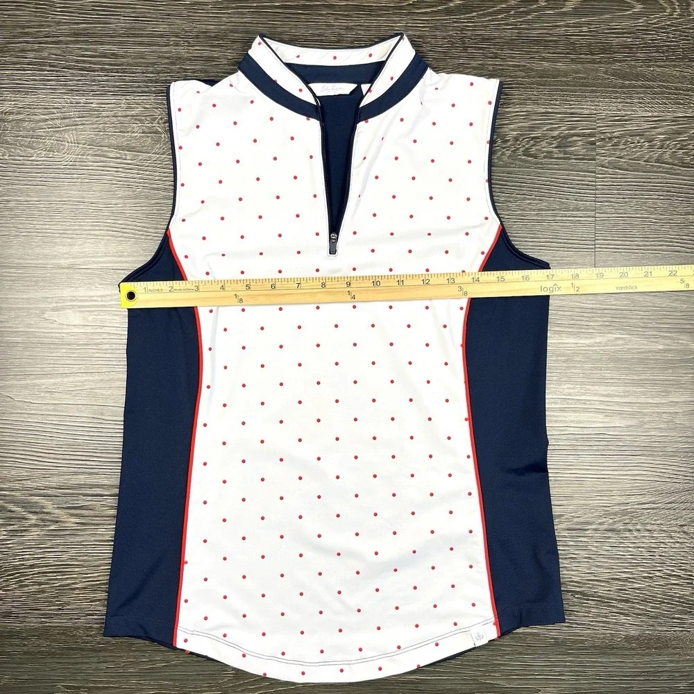 Lady Hagen Womens‎ Golf Tank Top Size Small Zip Pullover Polka Dot Pickleball - Picture 5 of 8